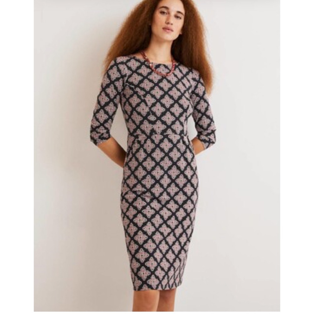Women's Boden Penny Jersey Sheath Dress size 4P Medallion Print